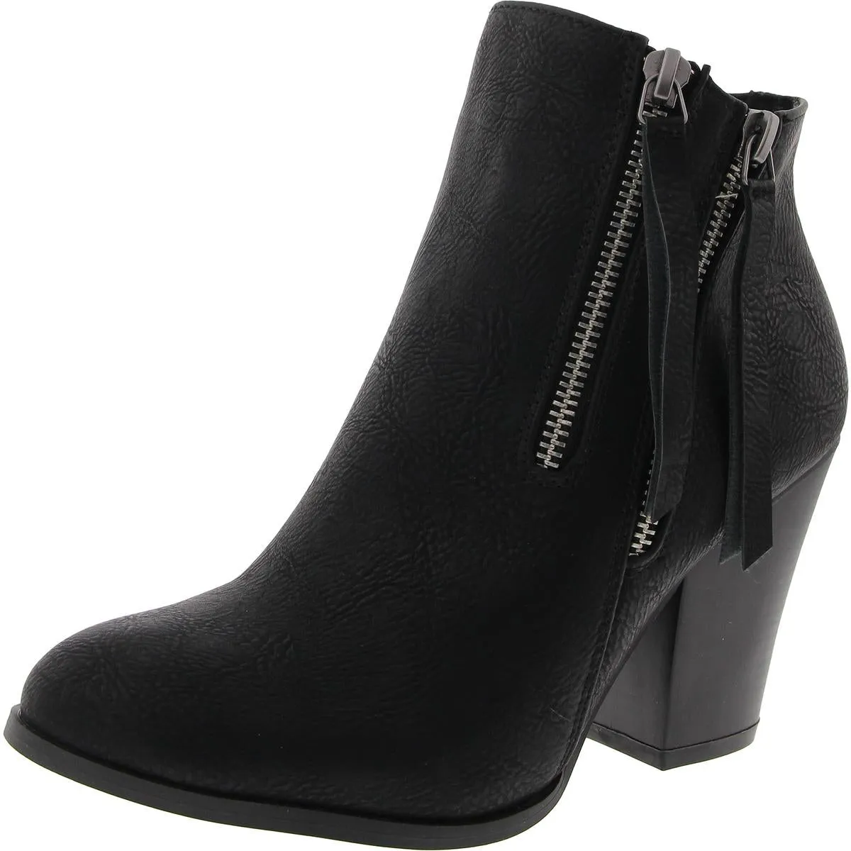 010062 Womens Double Zipper Manmade Ankle Boots