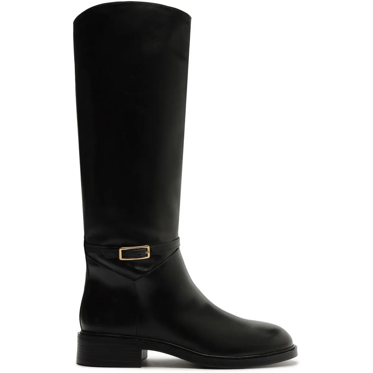 A133460006 Womens Buckle Leather Knee-High Boots