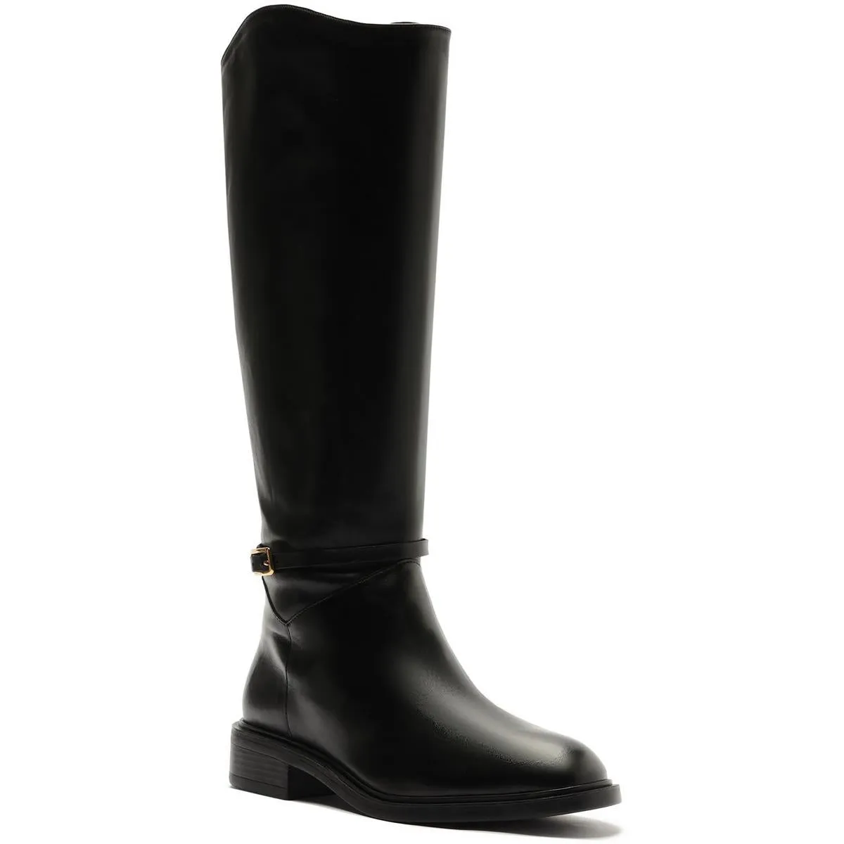 A133460006 Womens Buckle Leather Knee-High Boots