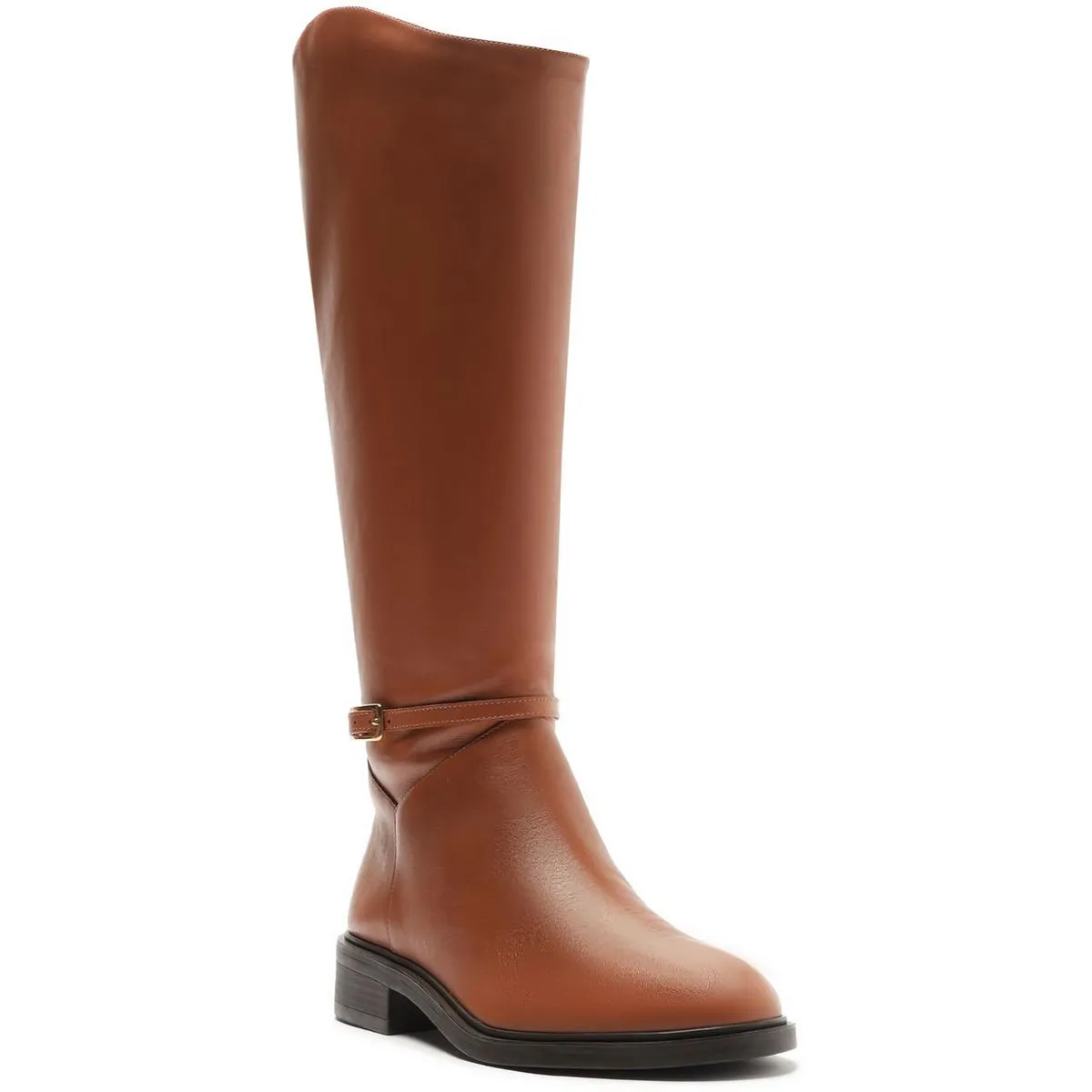 A133460006 Womens Buckle Leather Knee-High Boots
