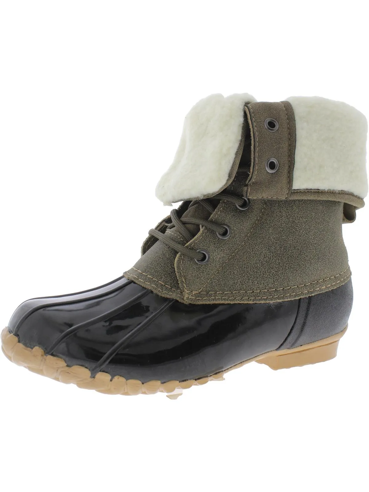 Adele Womens Leather Faux Fur Winter & Snow Boots