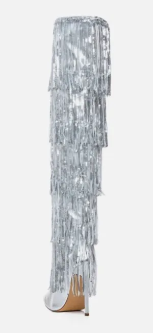 Adriel Fringe Boot In Silver