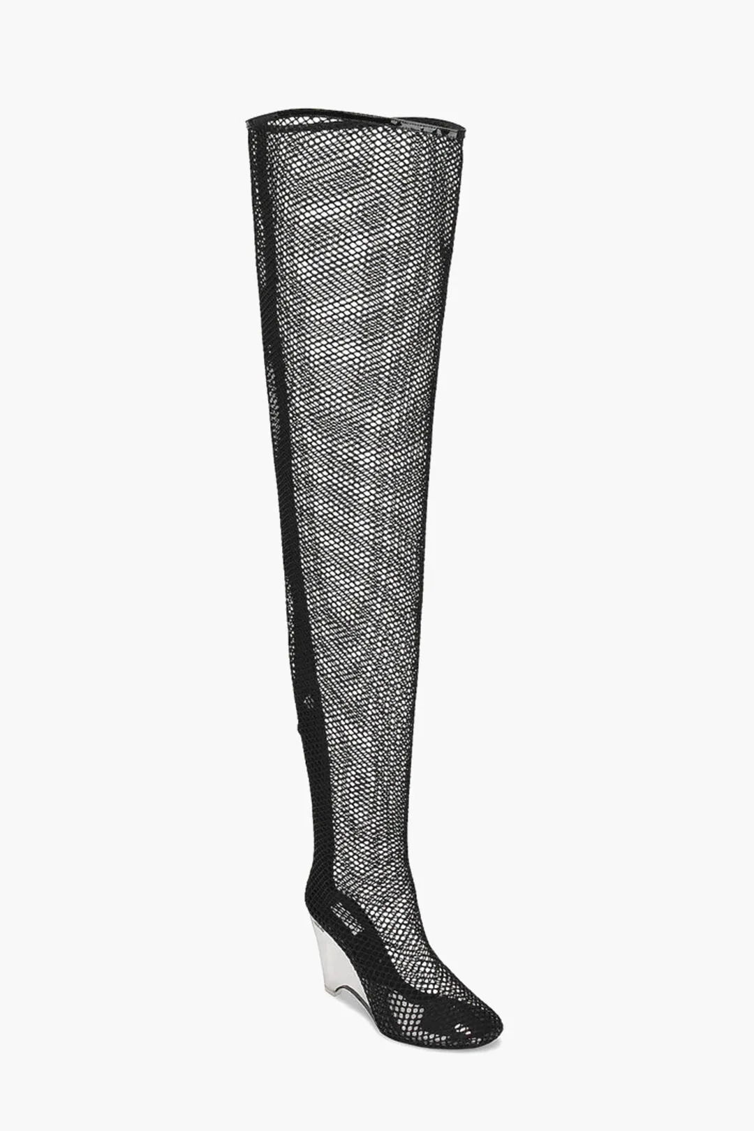 Alaia Over The Knee Mesh Boots With Plexiglass Wedge Heel 11Cm