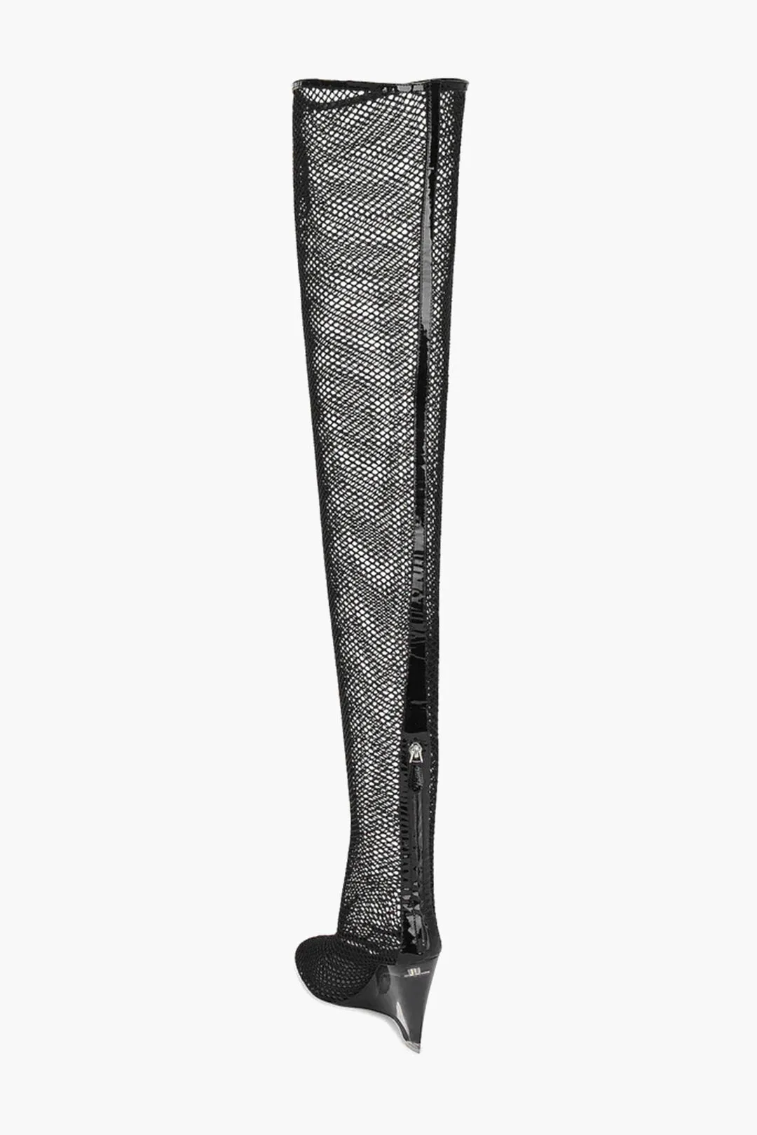 Alaia Over The Knee Mesh Boots With Plexiglass Wedge Heel 11Cm