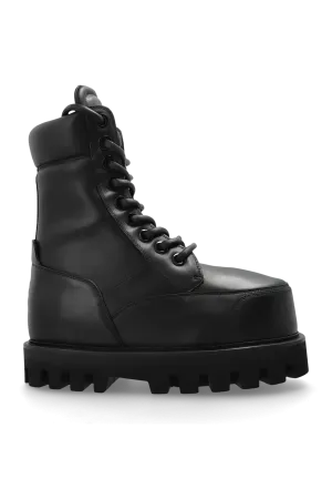 Alexander Mcqueen Leather Wedge Ankle Boots