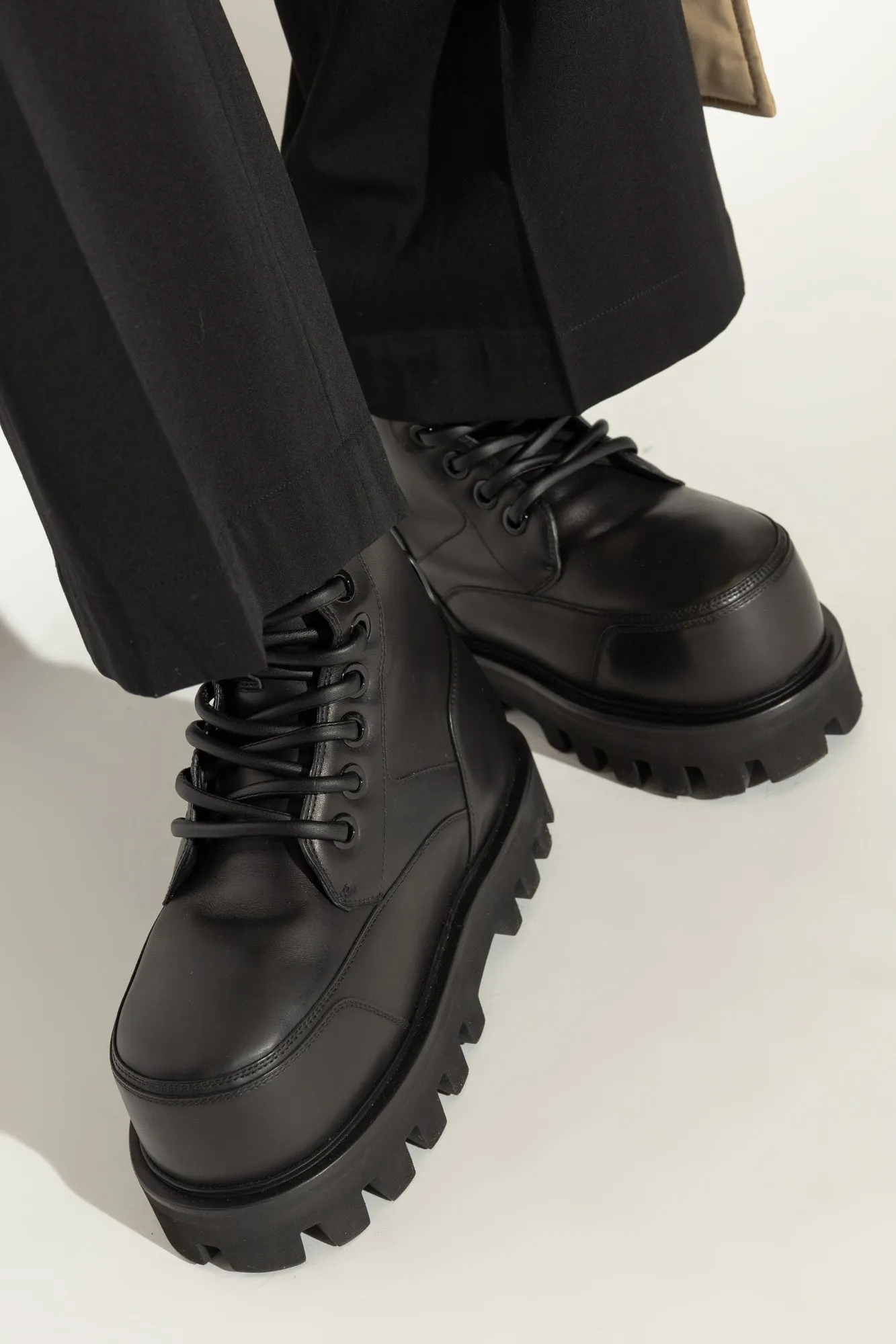 Alexander Mcqueen Leather Wedge Ankle Boots