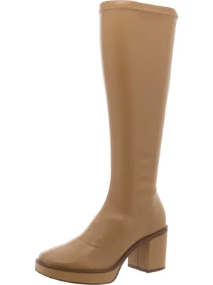 ALONDRA Womens Faux Leather Platform Mid-Calf Boots