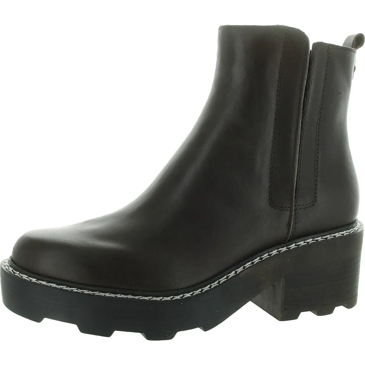 Amina Womens Leather Block Heel Chelsea Boots