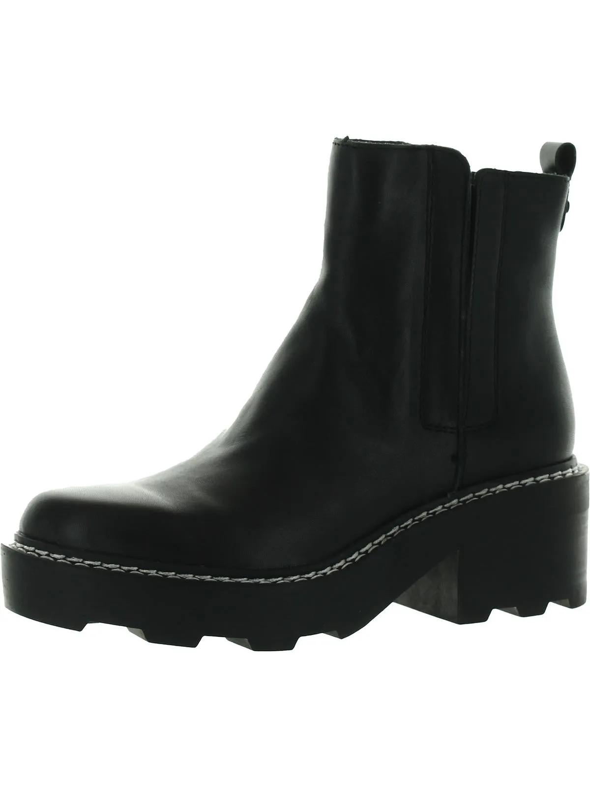 Amina Womens Leather Block Heel Chelsea Boots