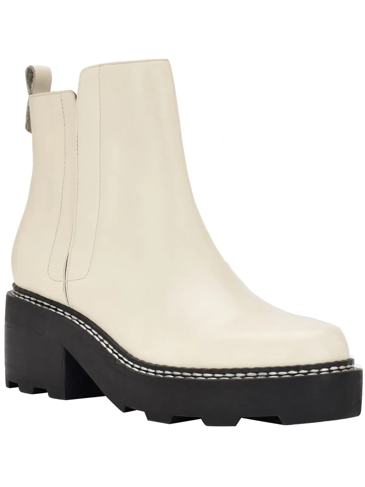Amina Womens Leather Block Heel Chelsea Boots