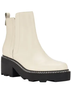Amina Womens Leather Block Heel Chelsea Boots