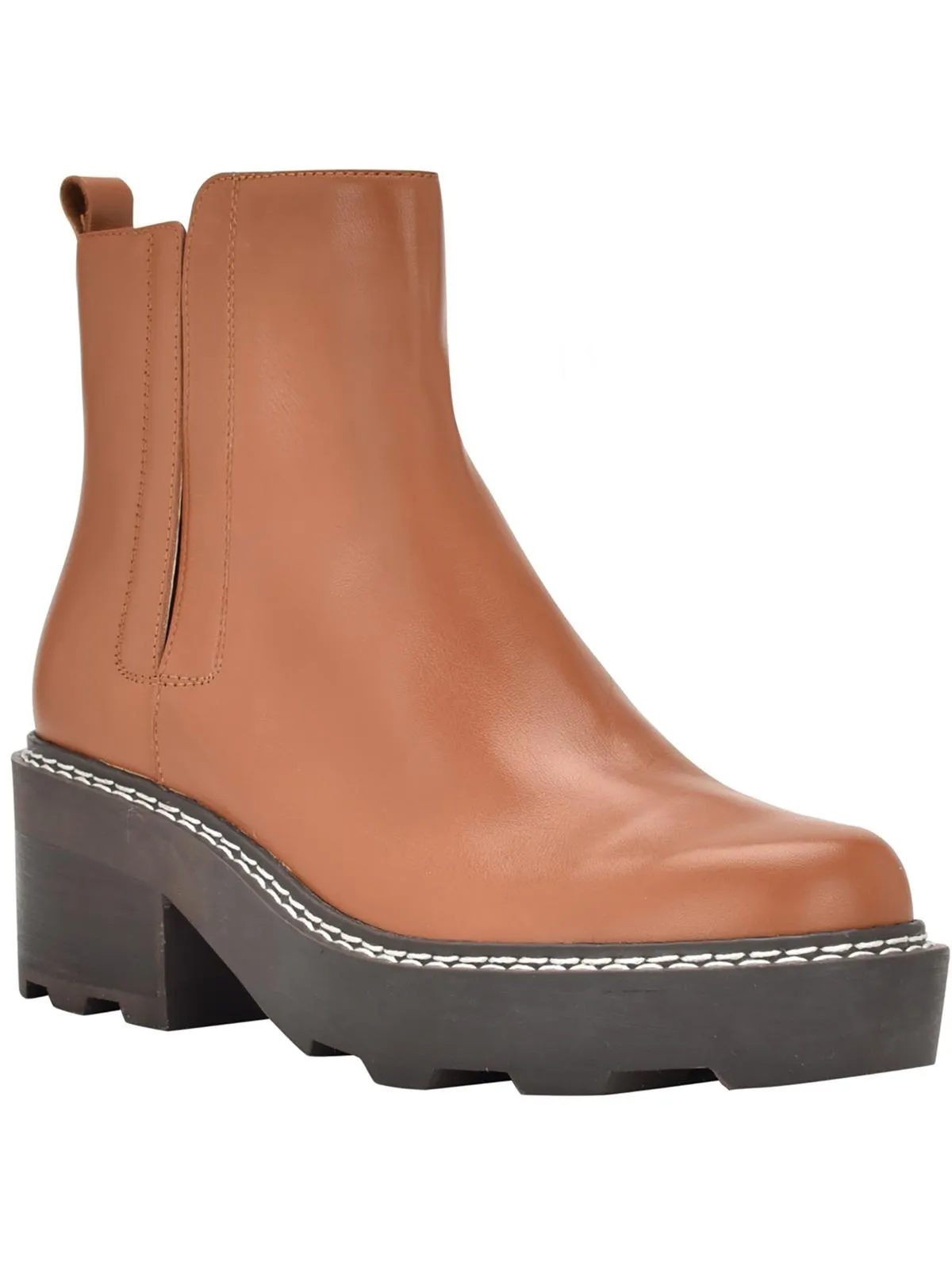 Amina Womens Leather Block Heel Chelsea Boots