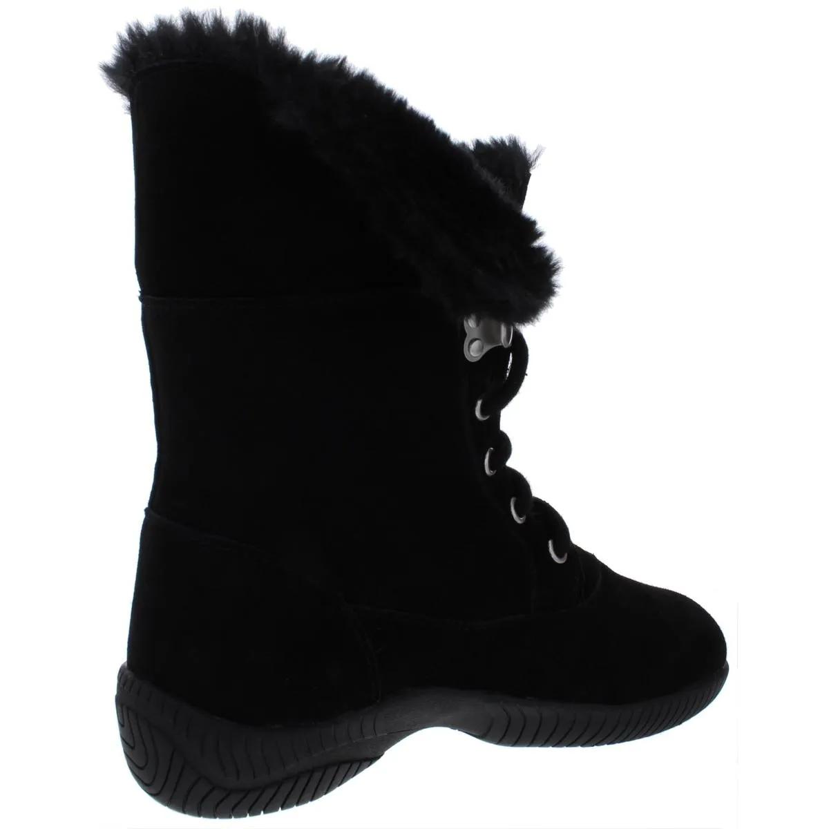 Angiee Womens Faux Fur Lace Up Booties