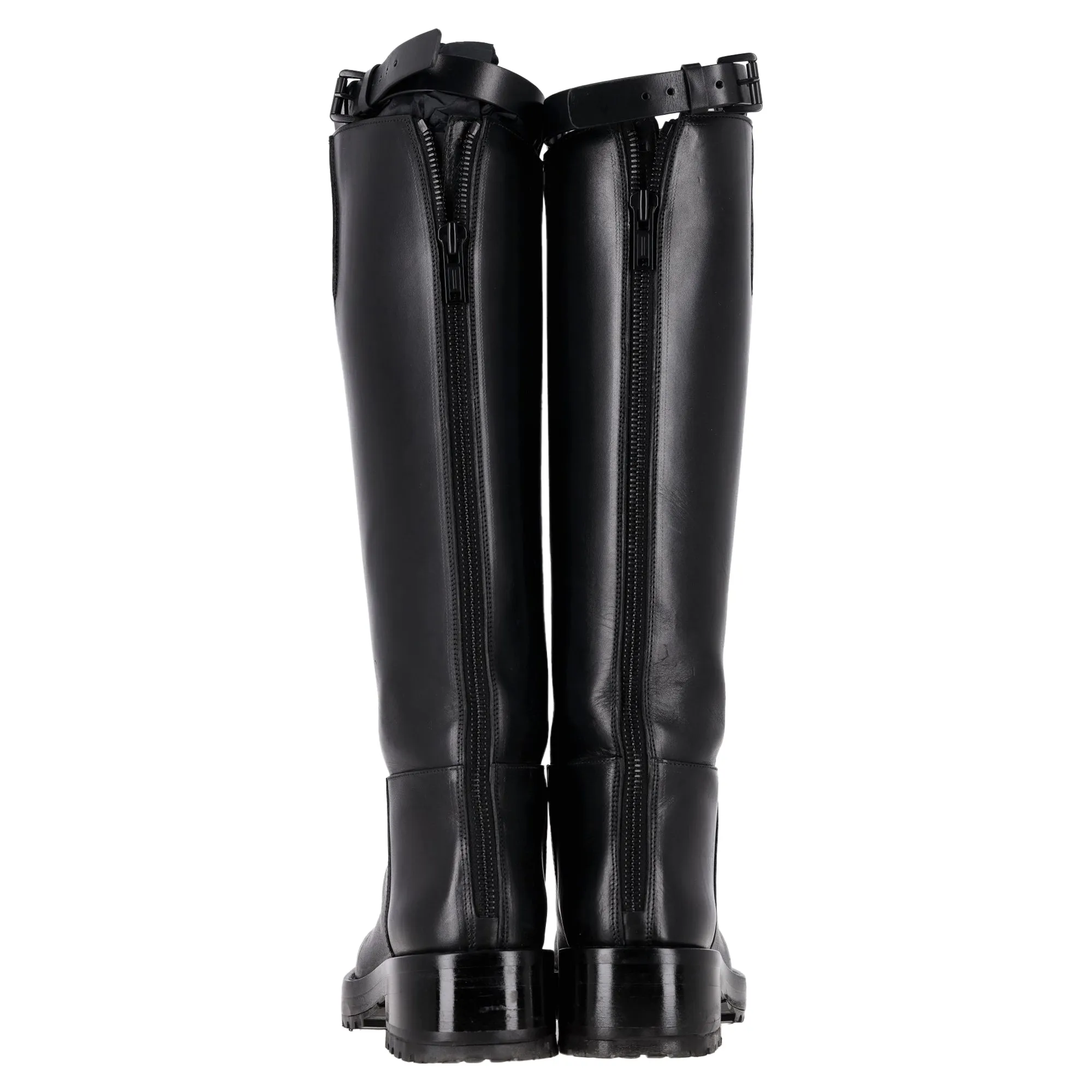 Ann Demeulemeester Knee High Riding Boots in Black Leather