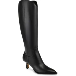 Annika Womens Leather Pointed Toe Knee-High Boots