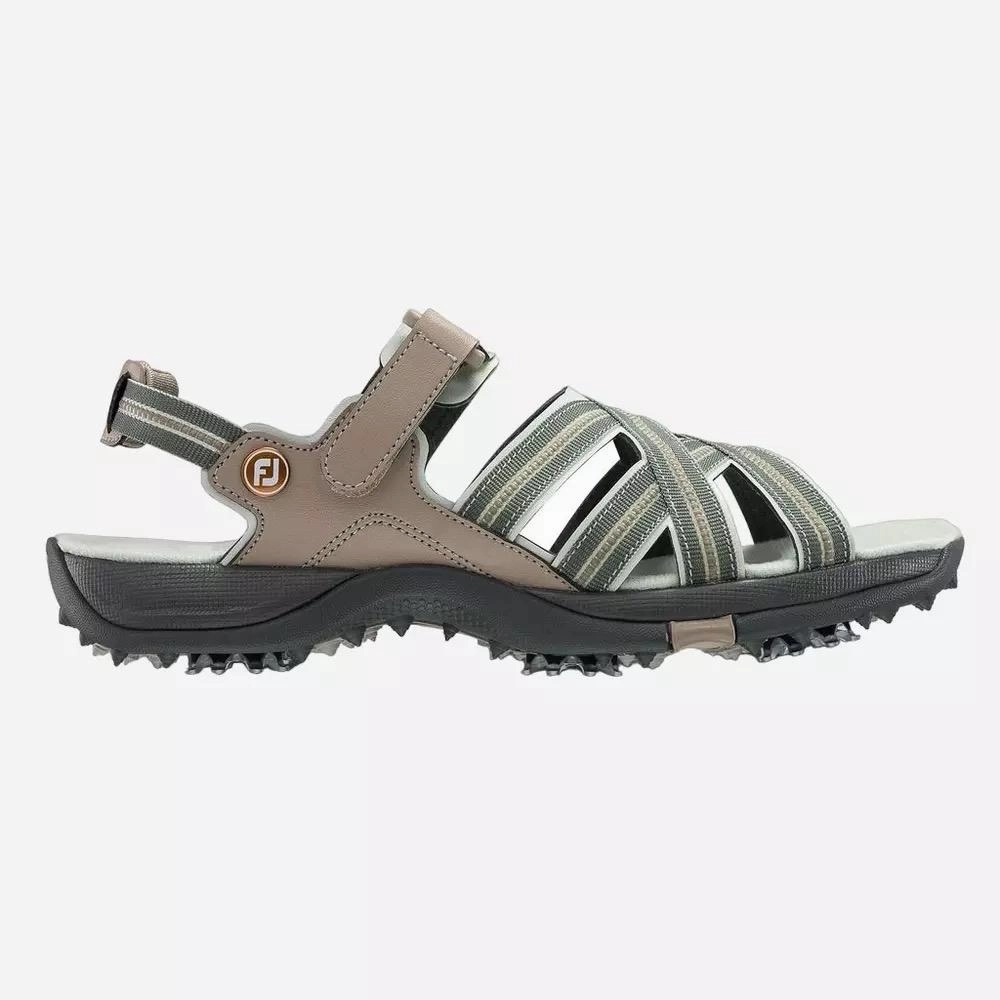 Anti-Theft New Women's Footjoy Golf Sandals - Tan/Light Gray MSP$90 Pain Point Solved Add To Cart, Rfid Blocking, Satin