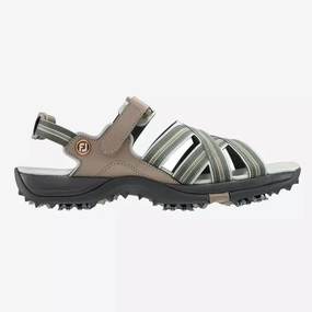 Anti-Theft New Women's Footjoy Golf Sandals - Tan/Light Gray MSP$90 Pain Point Solved Add To Cart, Rfid Blocking, Satin