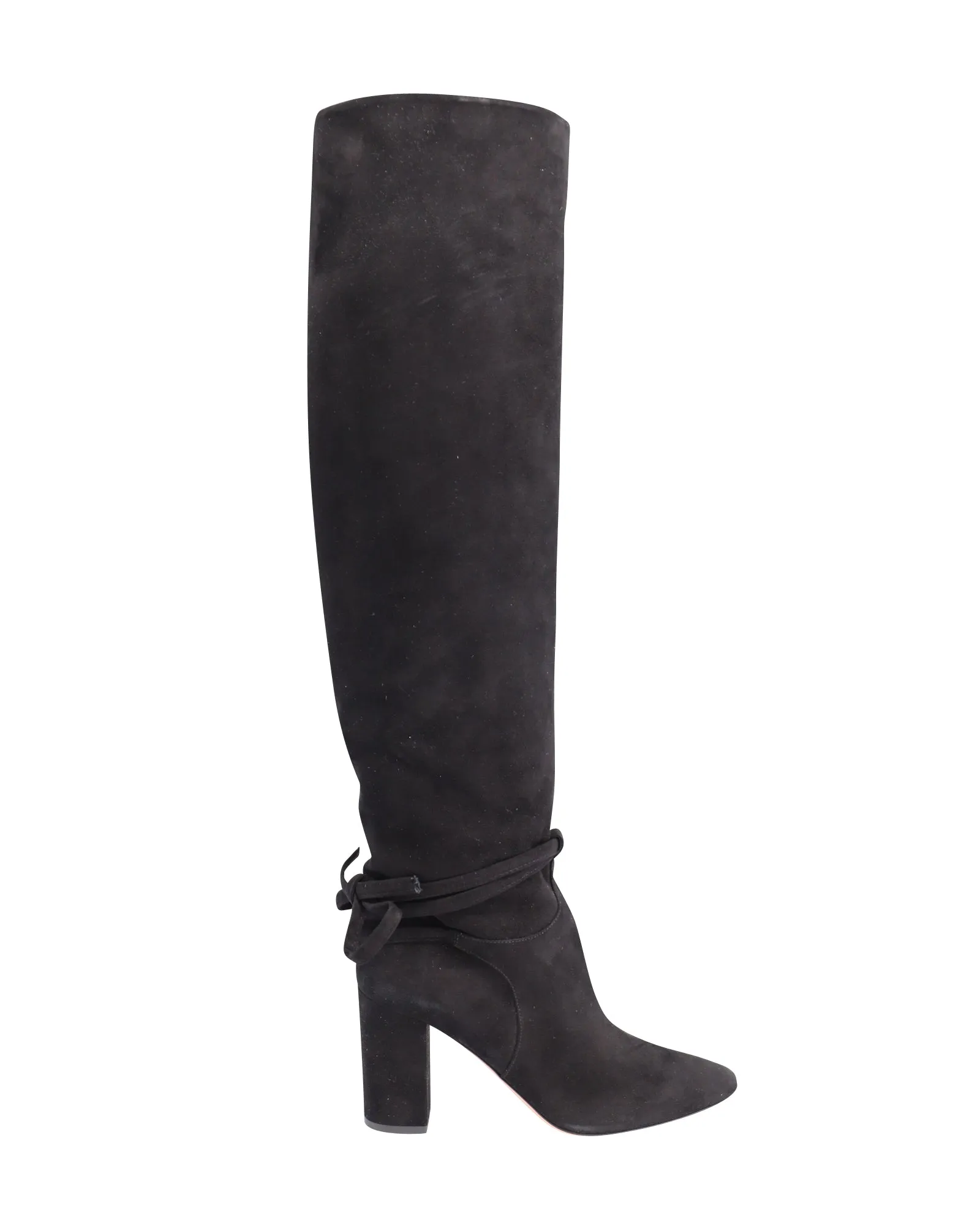 Aquazzura Milano 85 Boots in Black Suede