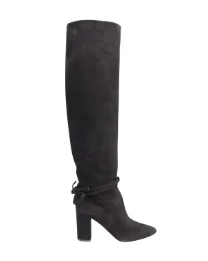 Aquazzura Milano 85 Boots in Black Suede