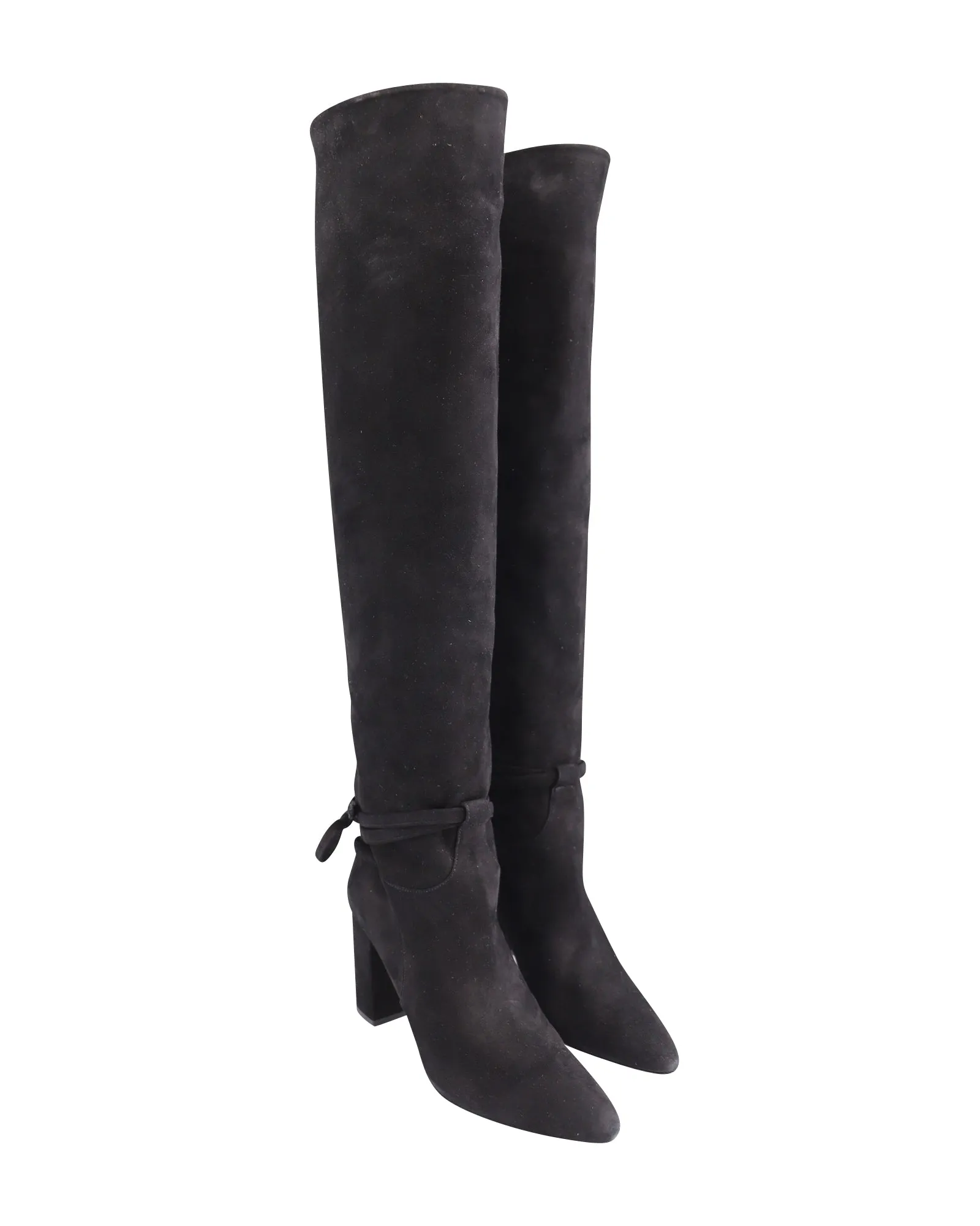 Aquazzura Milano 85 Boots in Black Suede