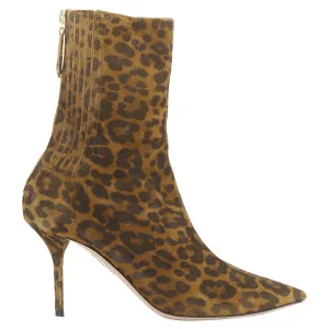 Aquazzura Montmartre leopard print suede pointy boots
