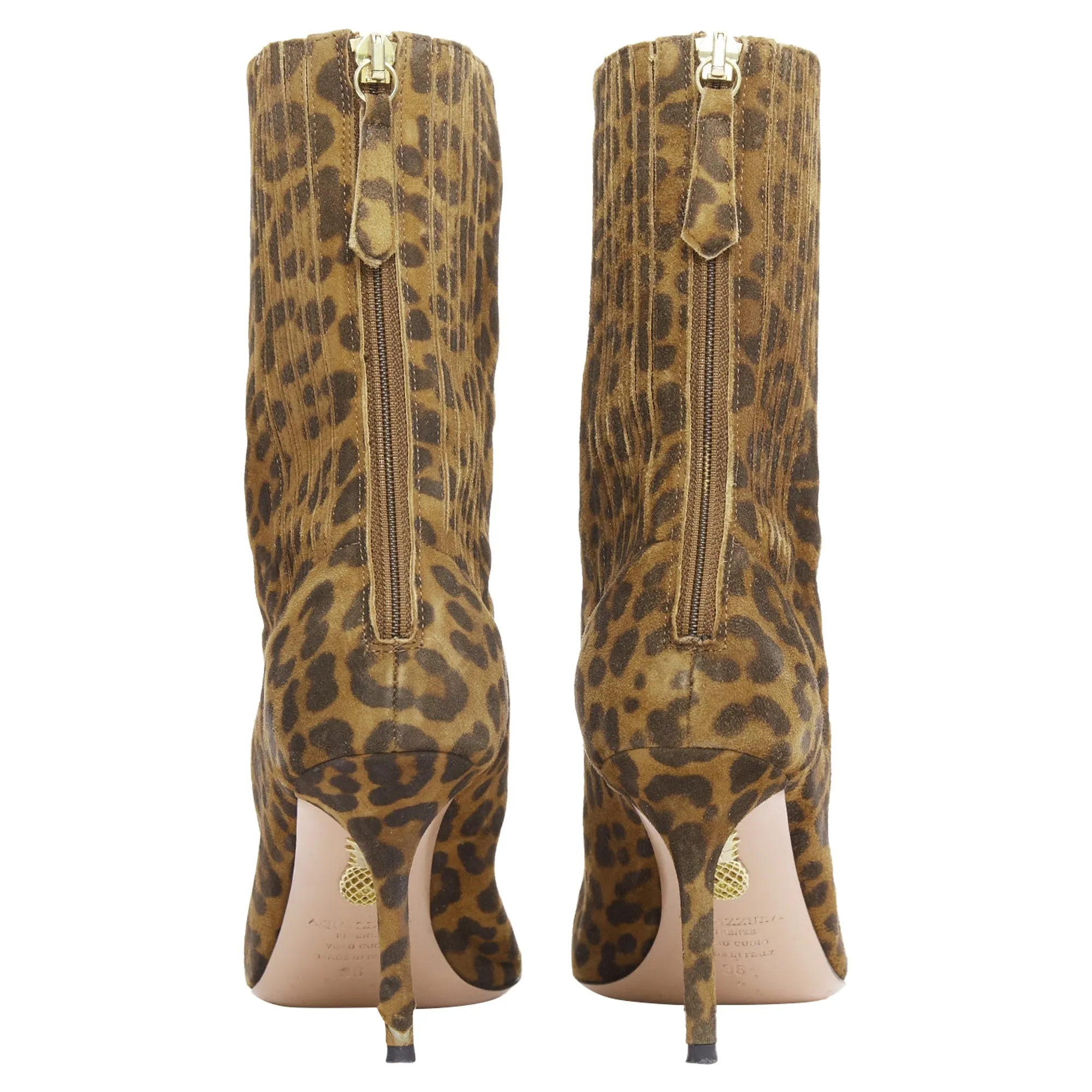 Aquazzura Montmartre leopard print suede pointy boots