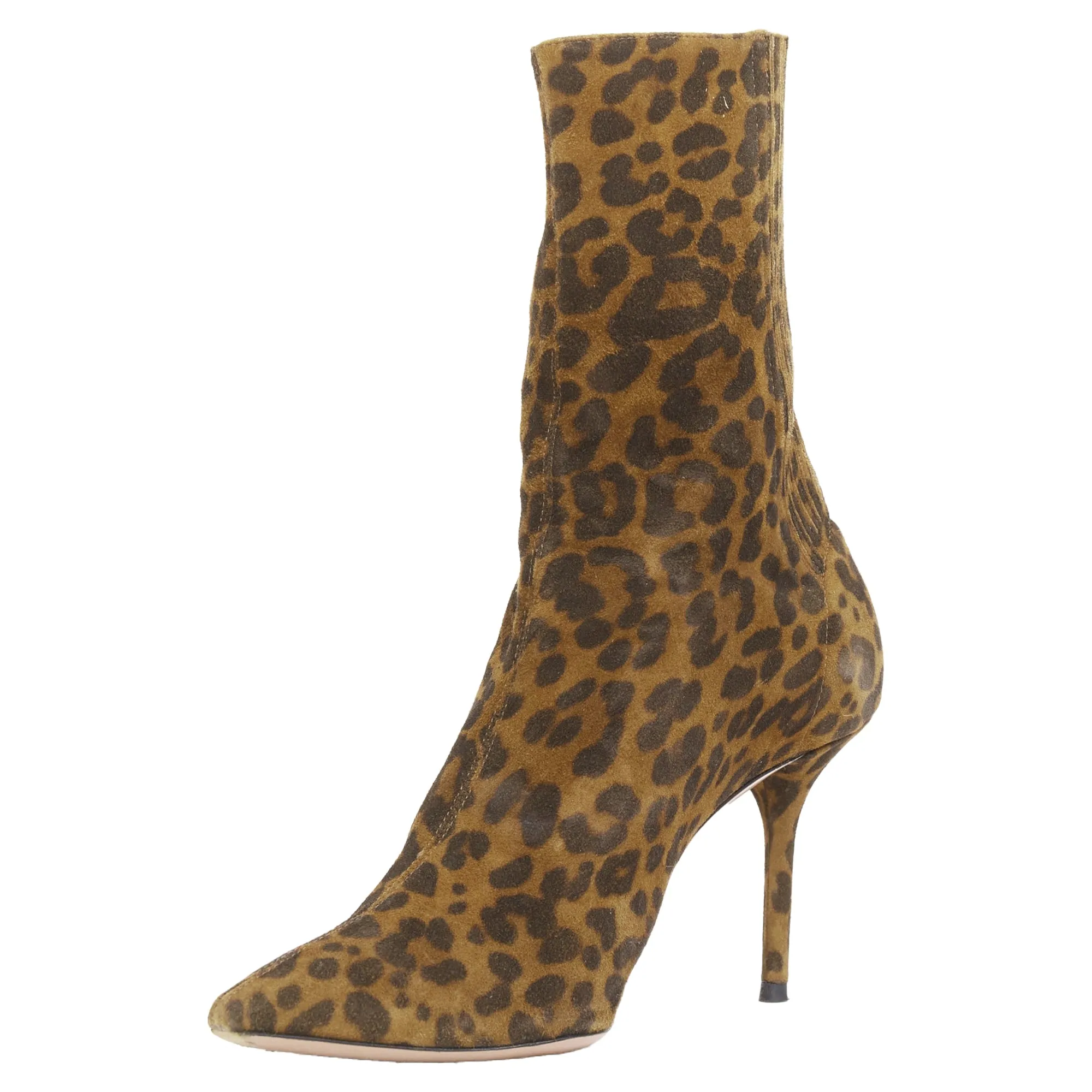 Aquazzura Montmartre leopard print suede pointy boots
