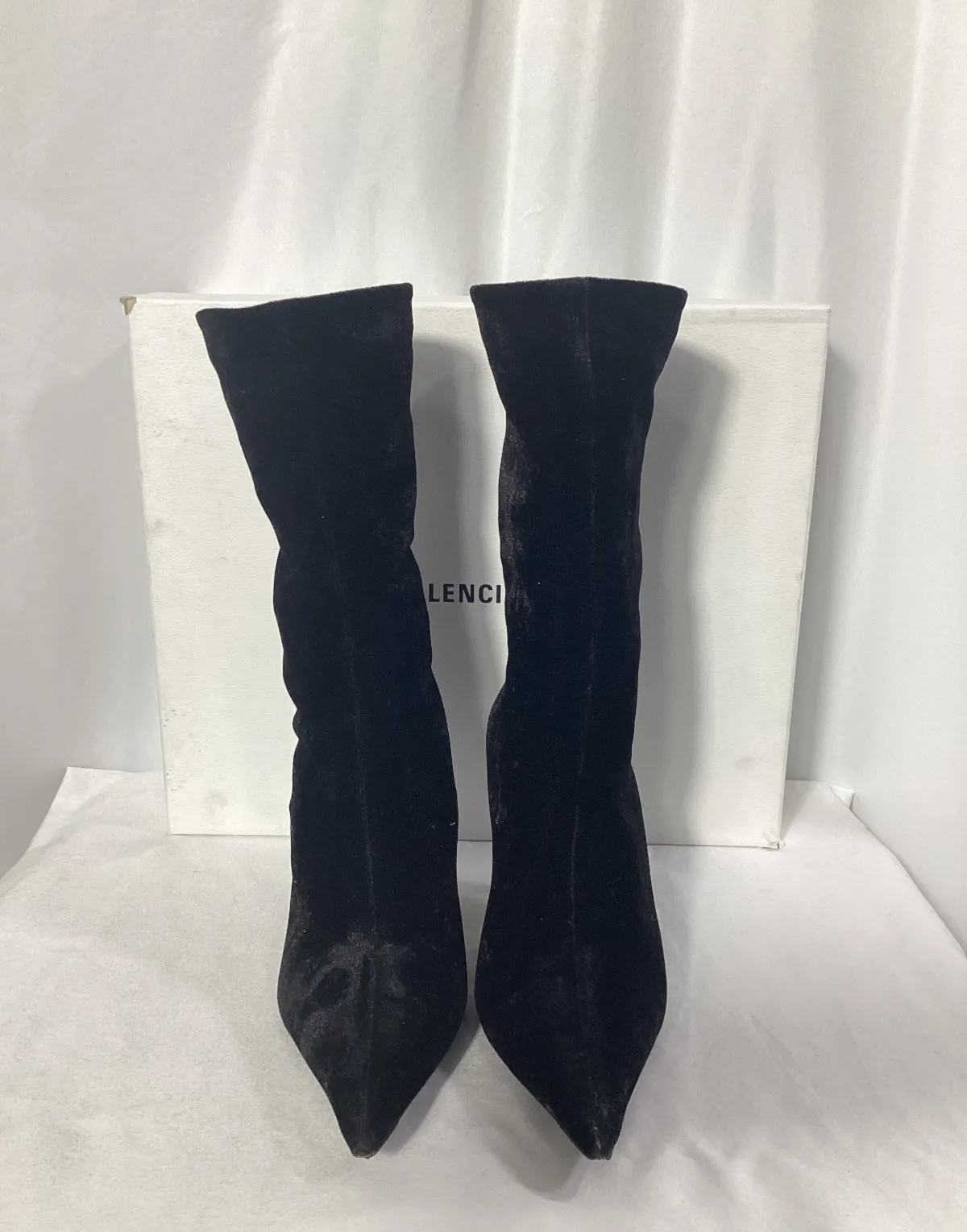 Balenciaga Sock Ankle Boots in Black Velvet