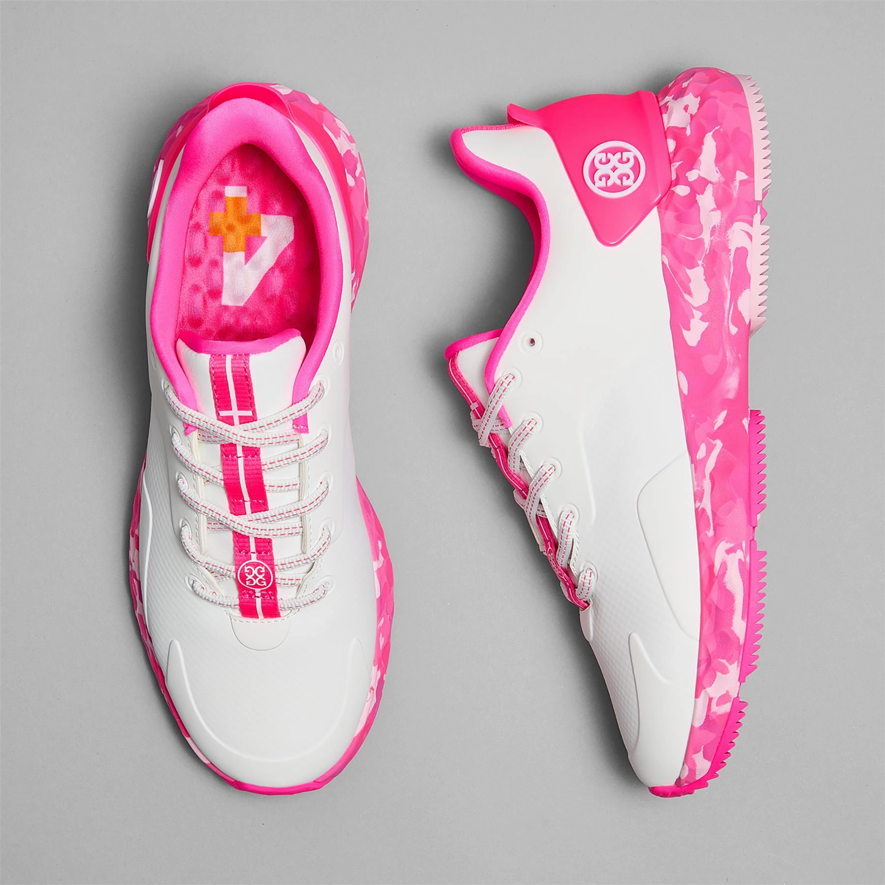 Camo Sole MG4  Golf Shoes Snow/Knockout Pink Stay Comfortable All Day, Padded, Crafted For You