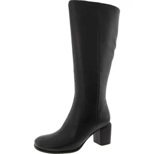 BHFO WC Womens Block Heel Faux Leather Knee-High Boots
