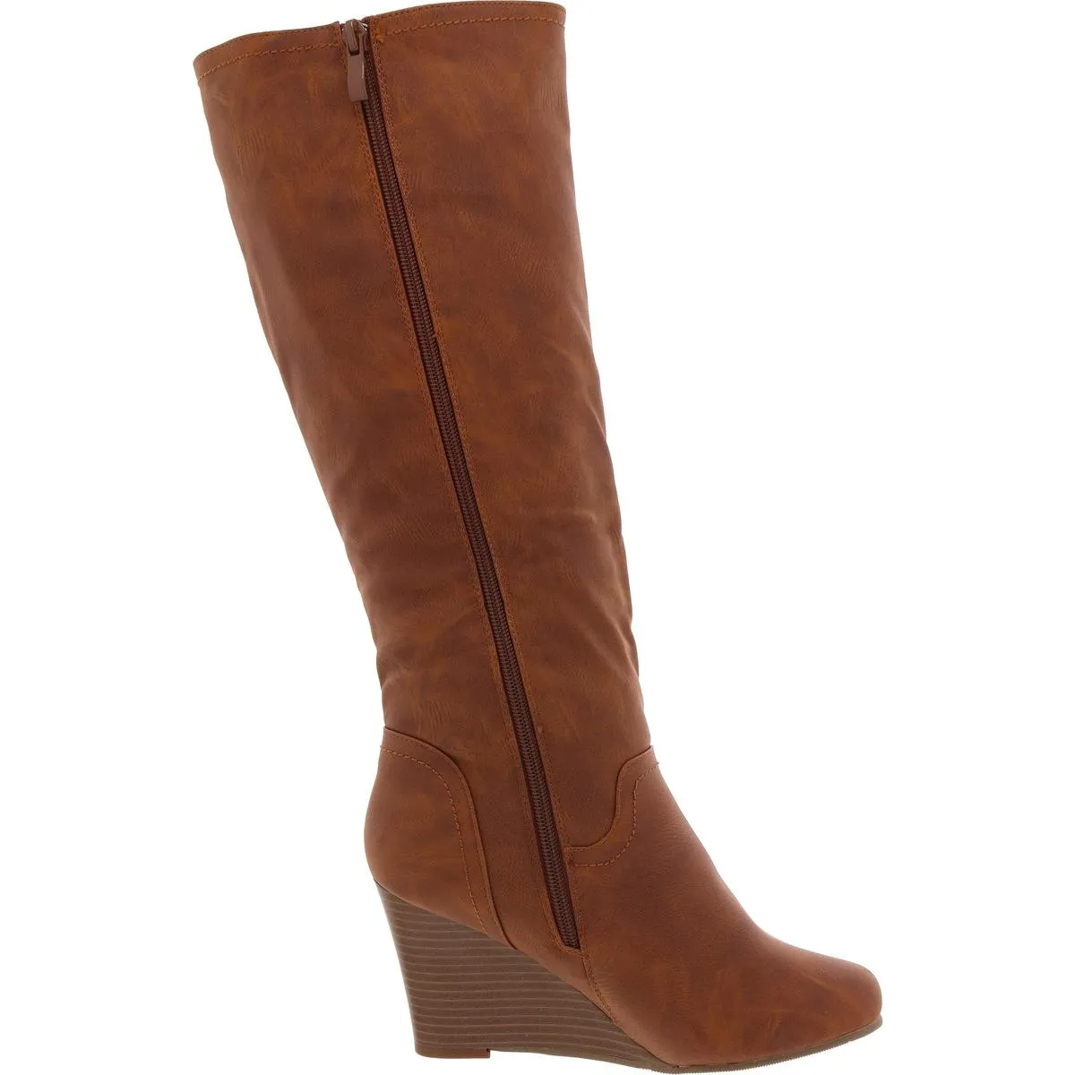 BHFO Womens Zipper Manmade Wedge Boots