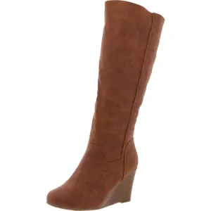 BHFO Womens Zipper Manmade Wedge Boots