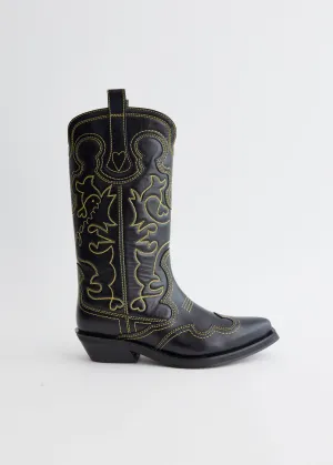 Birthday special Mid Shaft Embroidered Western Boots Patterned design discount Eco-Friendly, Trolley Sleeve