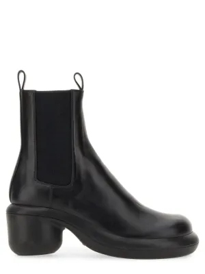 Black Leather Boots With Round Toe