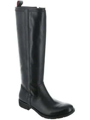 Bluma Womens Zipper Leather Knee-High Boots