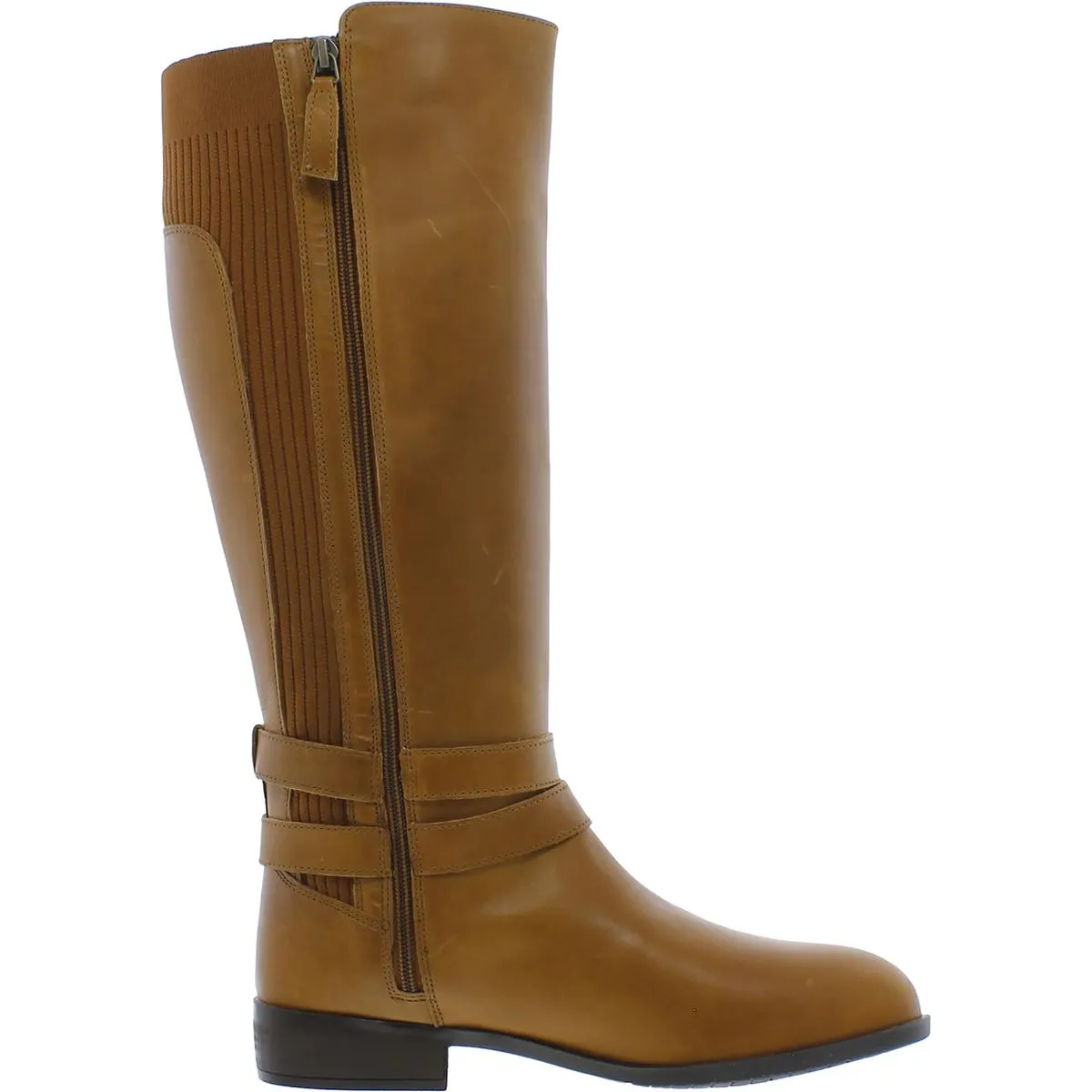 Bonnie Womens Leather Stacked Heel Knee-High Boots