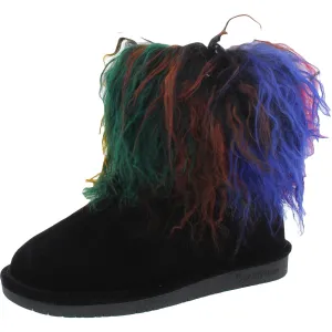 Boo Womens Mixed Media Fur Casual Boots