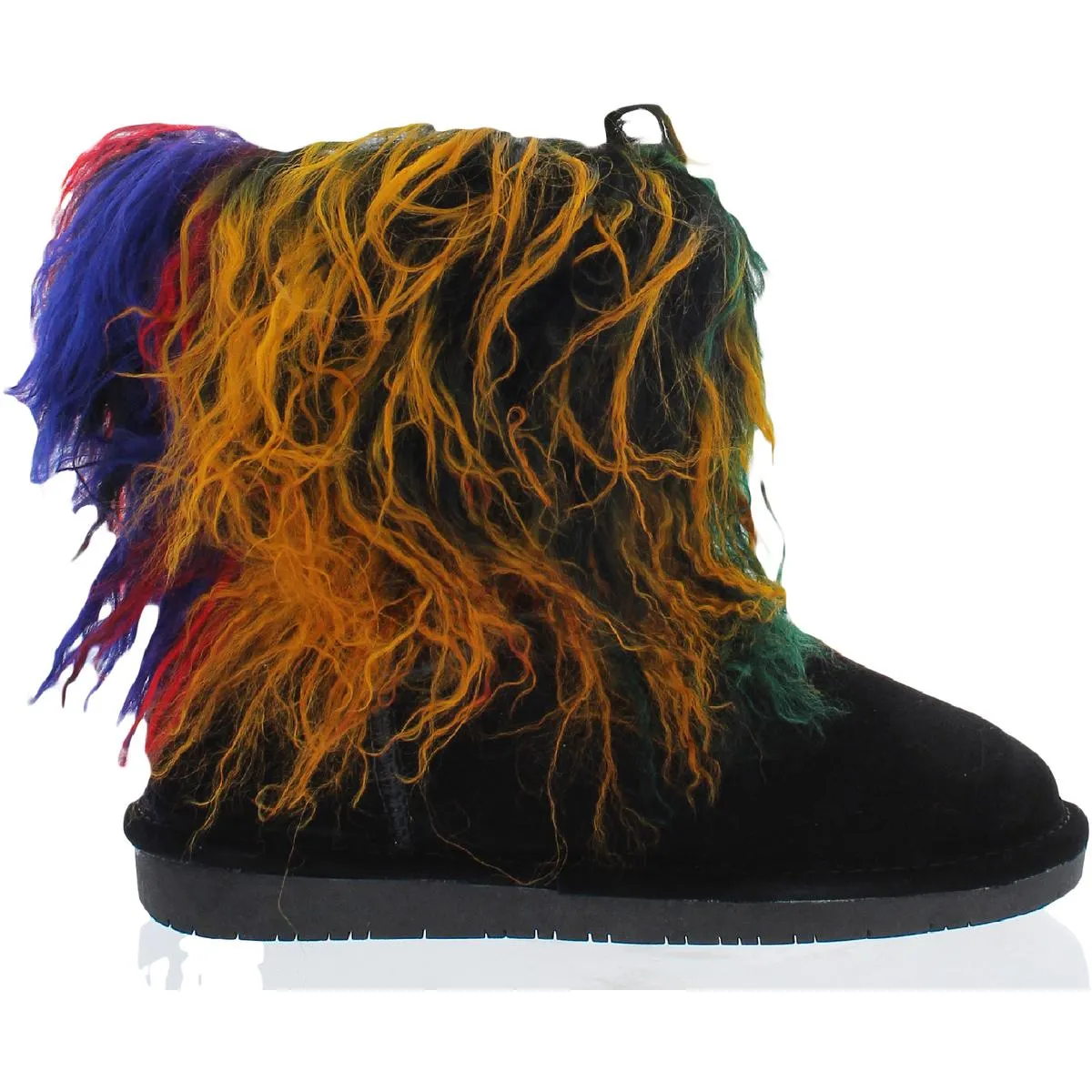 Boo Womens Mixed Media Fur Casual Boots
