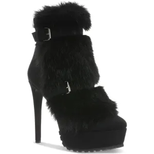 Brandy Womens Faux Fur Faux Suede Ankle Boots