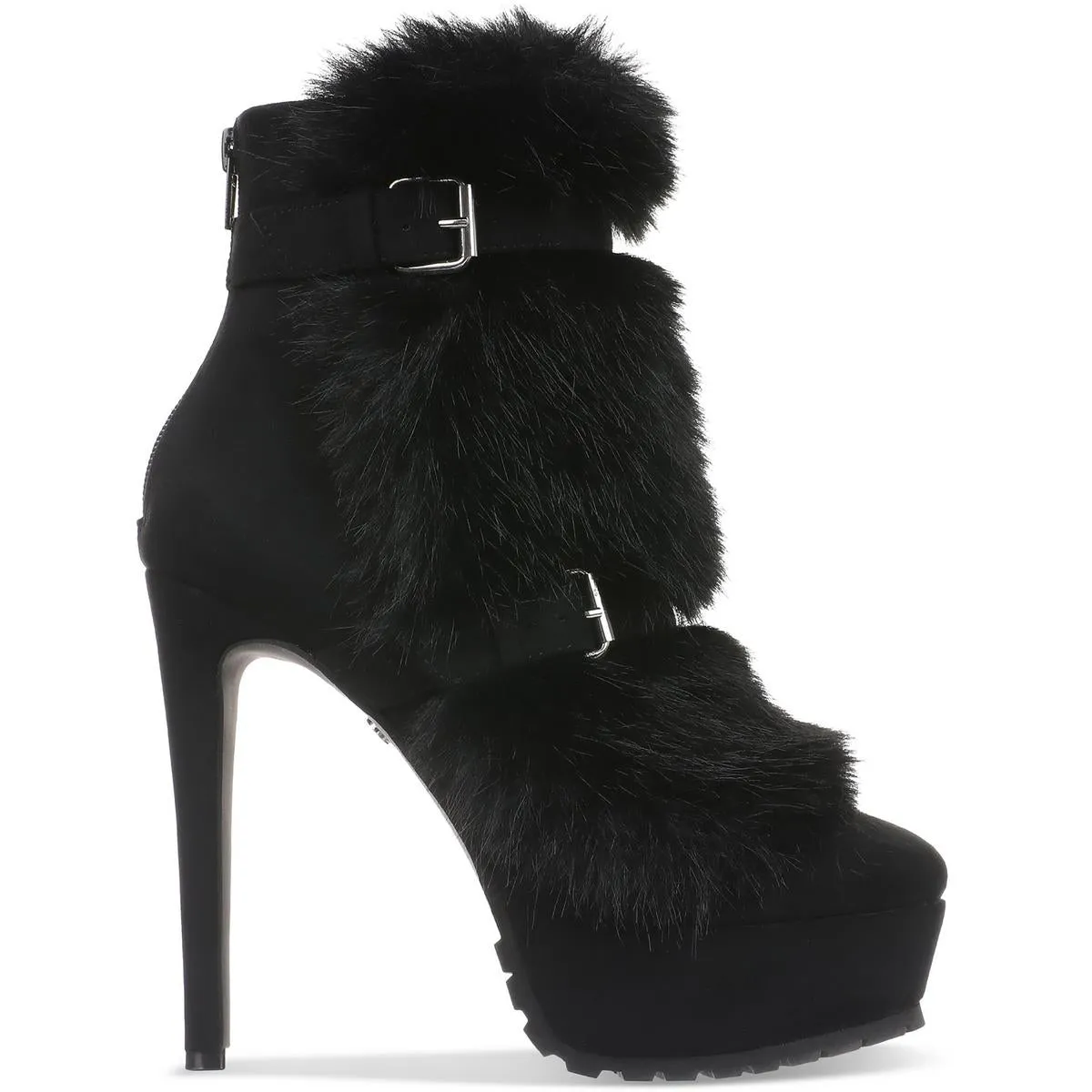 Brandy Womens Faux Fur Faux Suede Ankle Boots