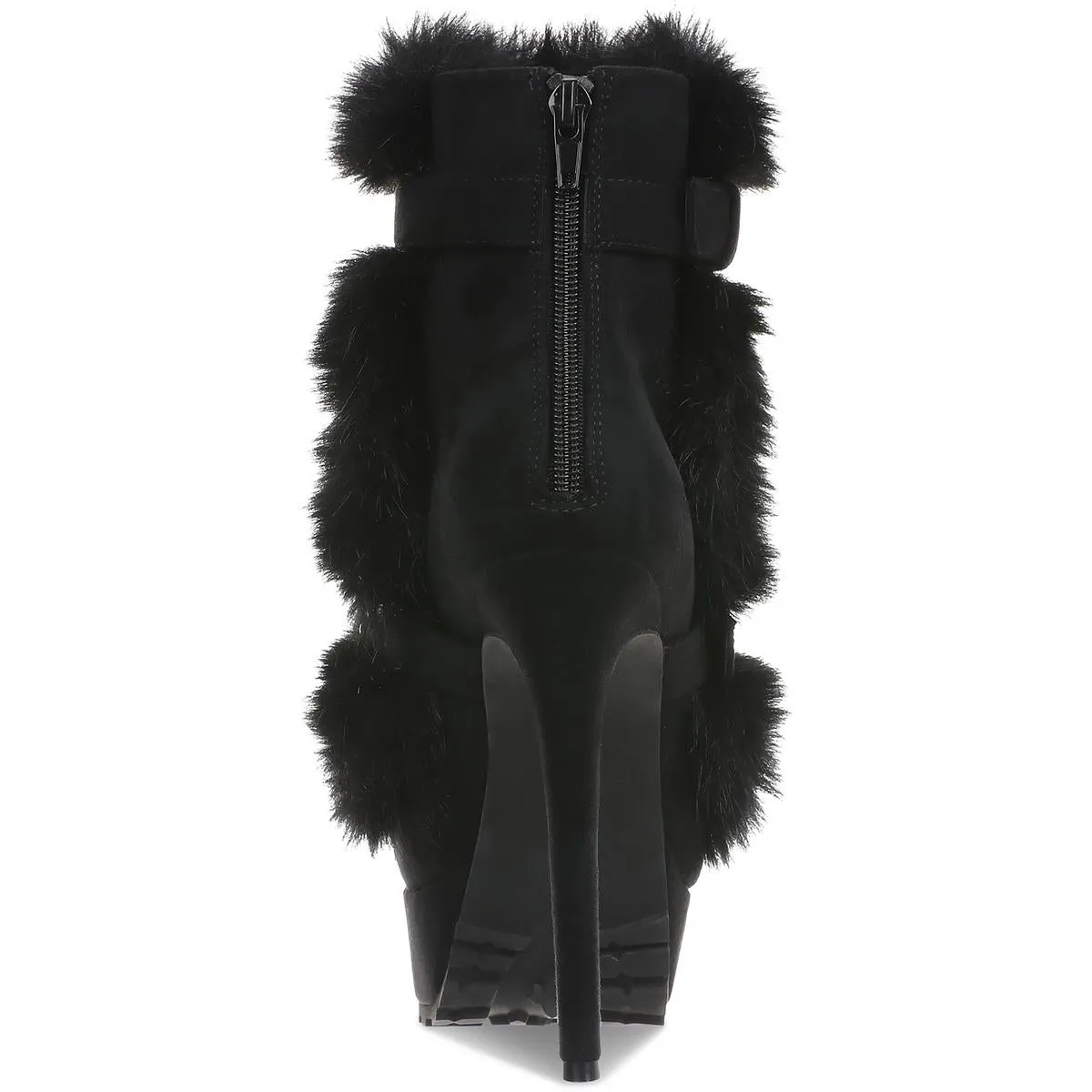 Brandy Womens Faux Fur Faux Suede Ankle Boots