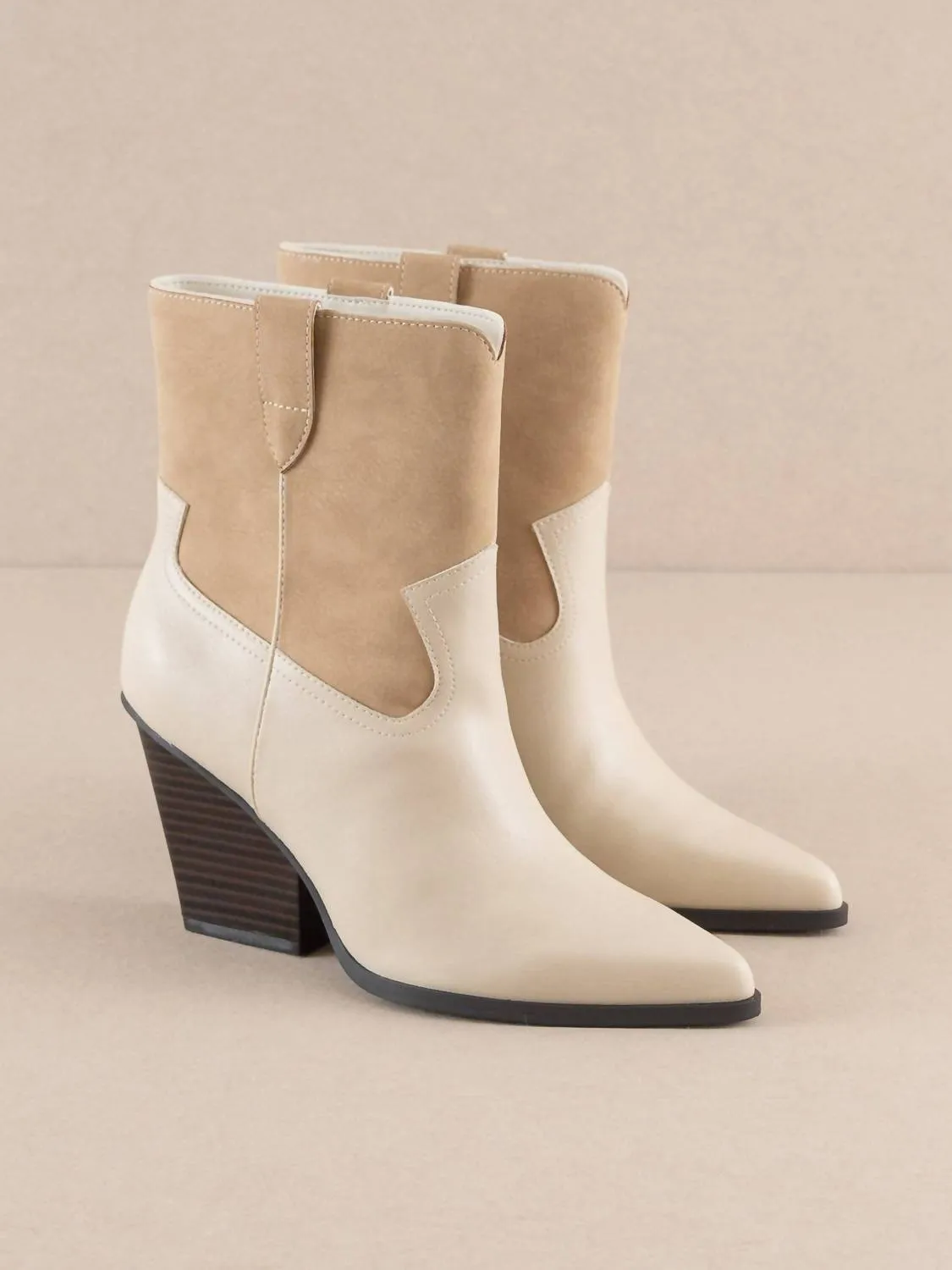 Brooks Western Bootie In Beige
