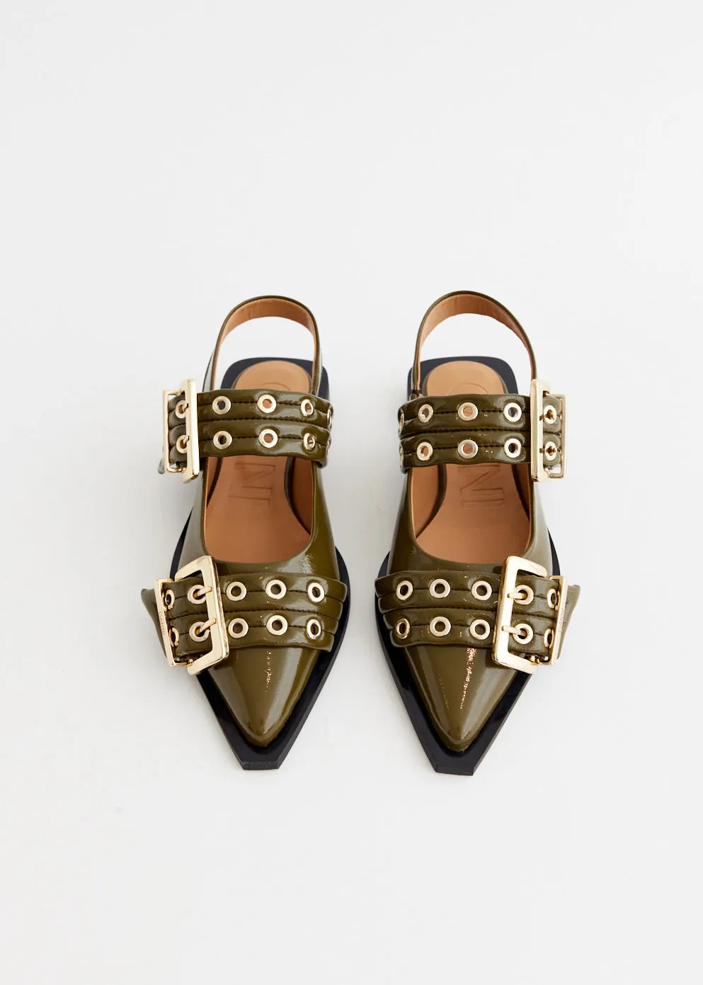 Vegan Leather Feminine Buckle Ballerinas