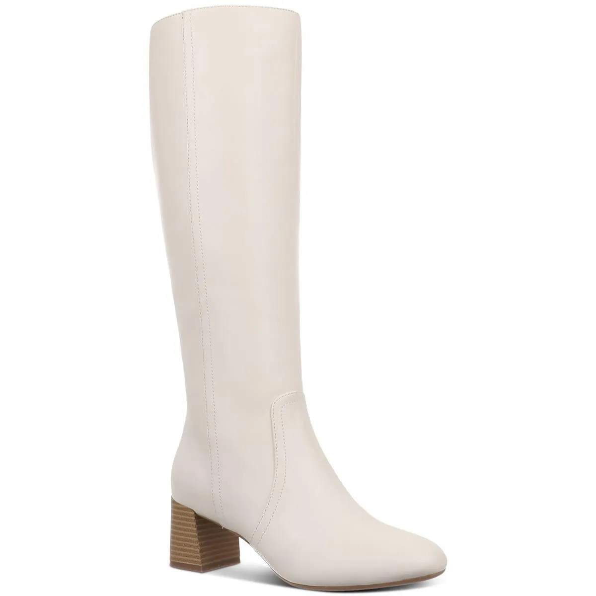 BUFFYY Womens Zipper Faux Leather Knee-High Boots