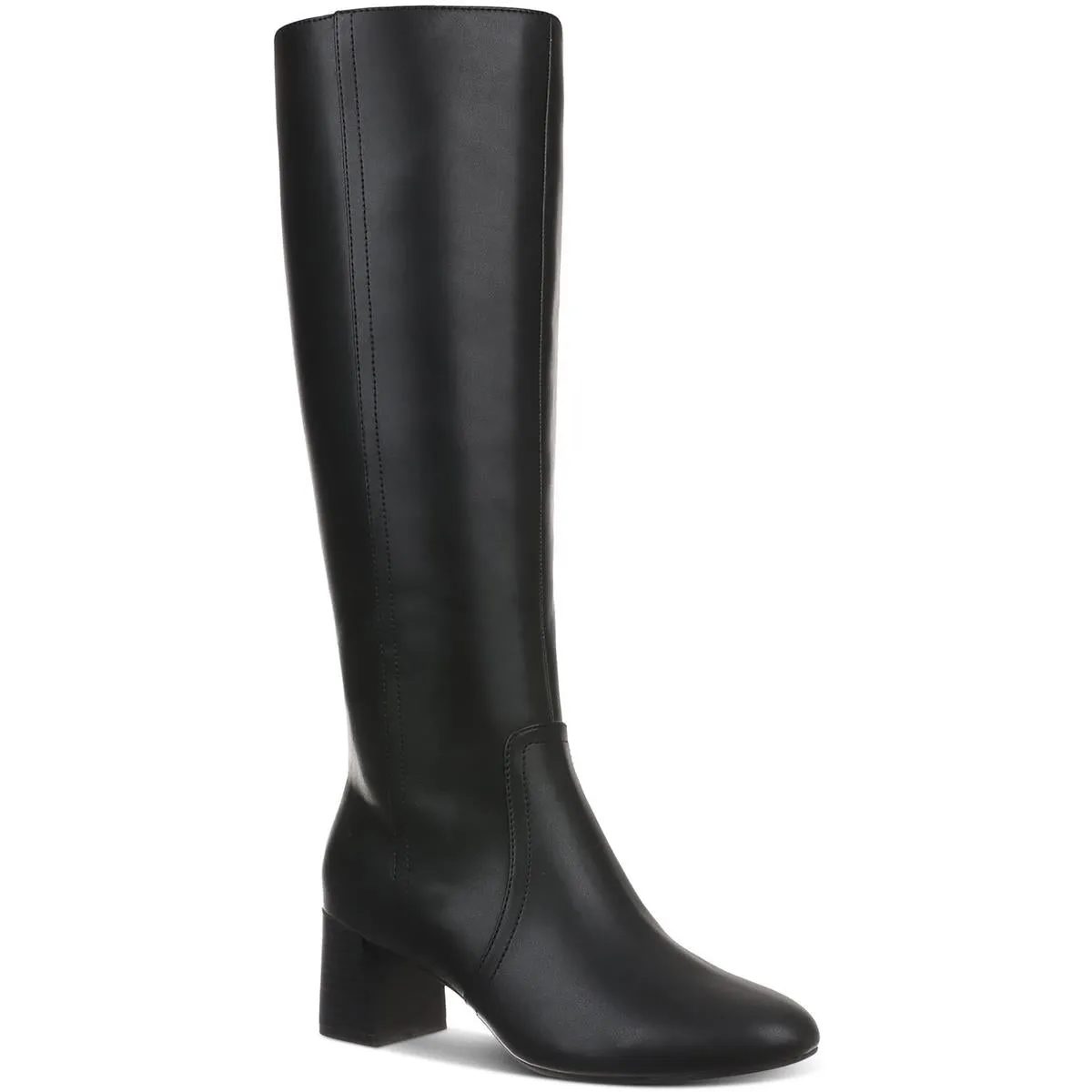 BUFFYY Womens Zipper Faux Leather Knee-High Boots