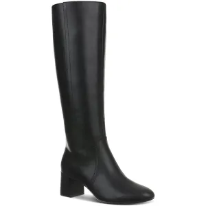BUFFYY Womens Zipper Faux Leather Knee-High Boots