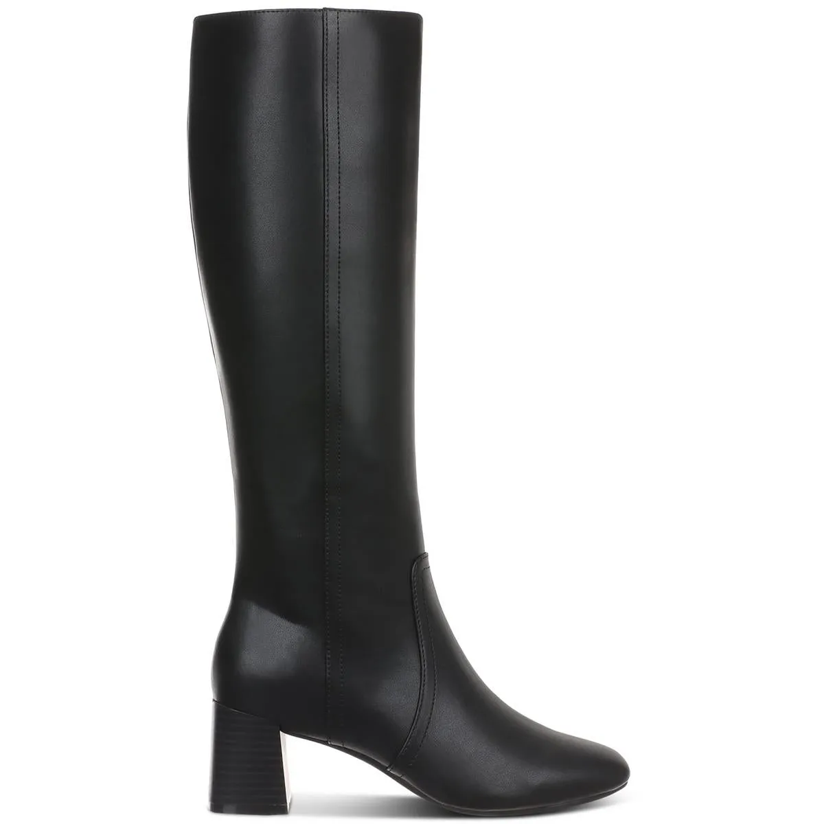 BUFFYY Womens Zipper Faux Leather Knee-High Boots