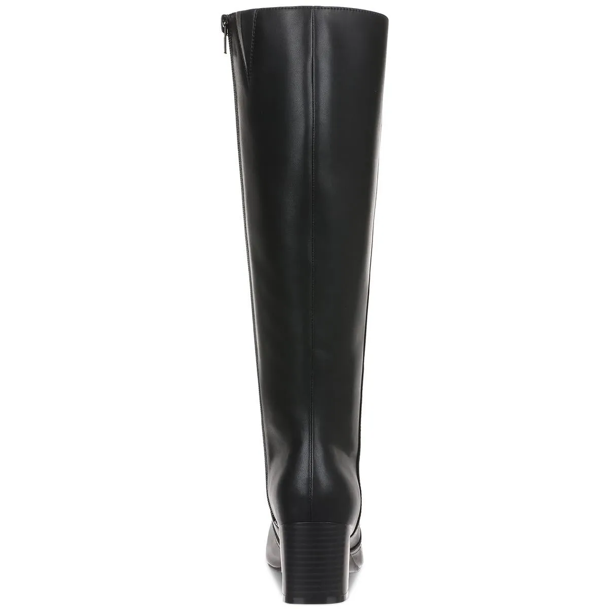 BUFFYY Womens Zipper Faux Leather Knee-High Boots