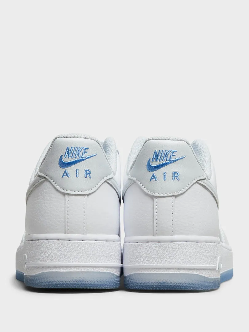 No-Fuss Design Air Force 1 Retro QS Sneakers in White, Pure Platinum and Univ Blue Timeless Look
