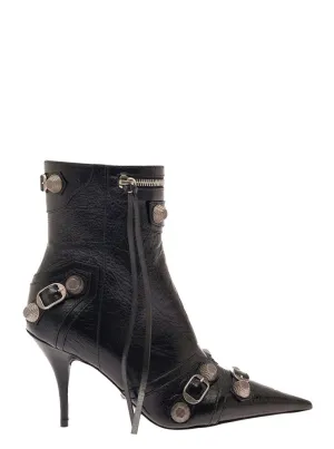 Cagole' Black Pointed Bootie With Studs